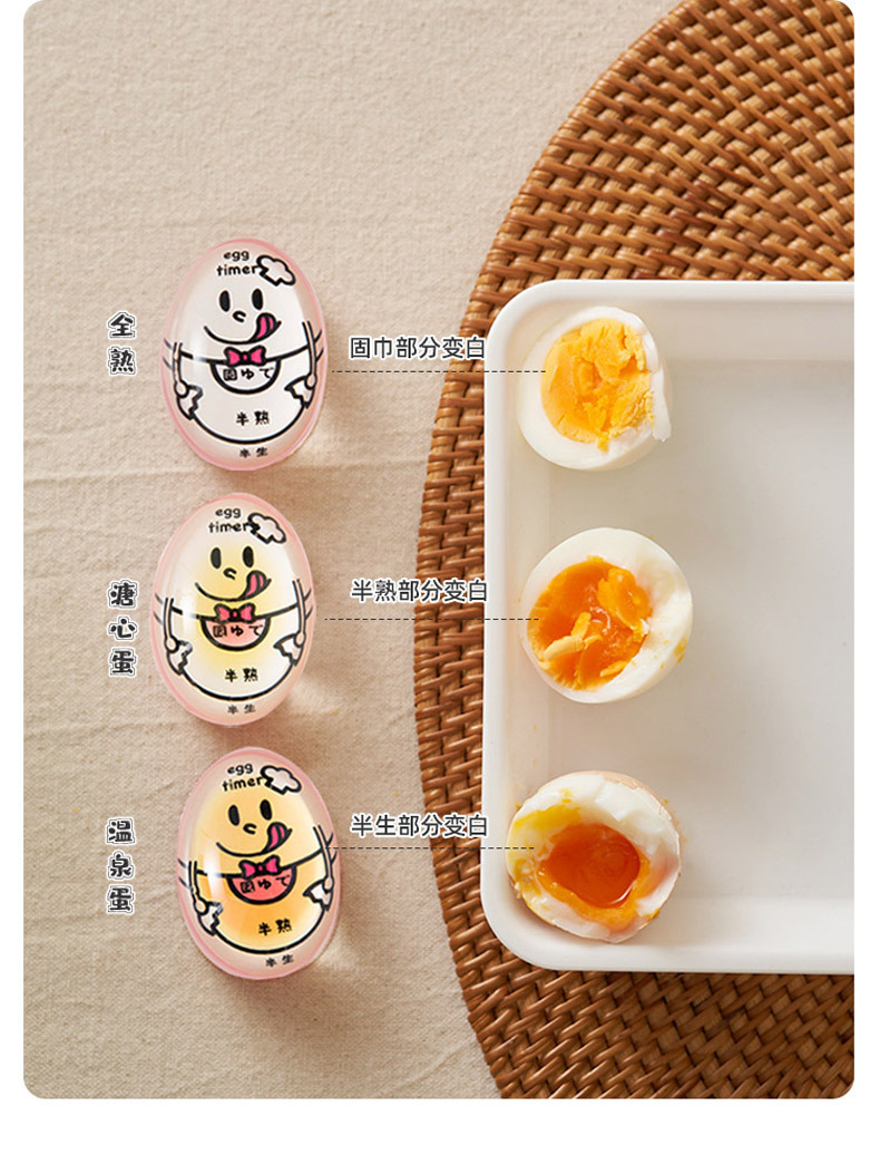日本煮蛋计时器厨房卡通记时器定时器温泉蛋溏心蛋观测器提醒神器详情5