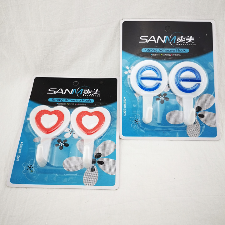 D1621 8030 Two high-quality adhesive hooks, creative nail-free hooks, 2-yuan store wholesale of high-quality goods pic 2