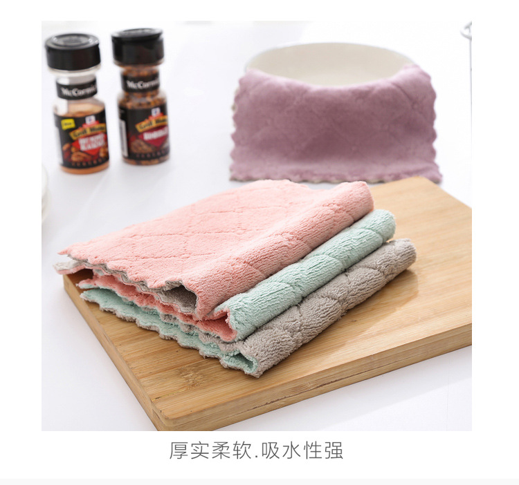 Dishcloth, kitchen cleaning, double-sided, two-color, highly absorbent cloth, fiber material dishcloth, dry and wet dual-purpose scouring pad pic 4