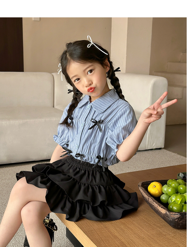 女童衬衫2024夏装新款韩版童装上衣洋气宝宝娃娃衫儿童短裙蛋糕裙详情29