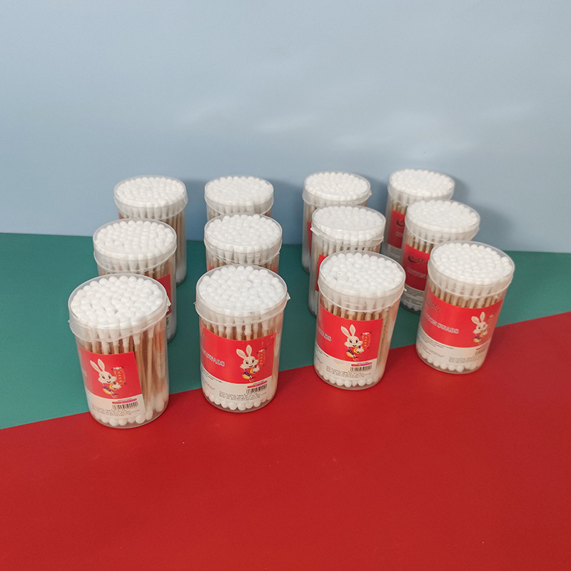 一次性双头竹木棒化妆棉签清洁棉棒棉花棒盒装足数100支 双头棉签详情16