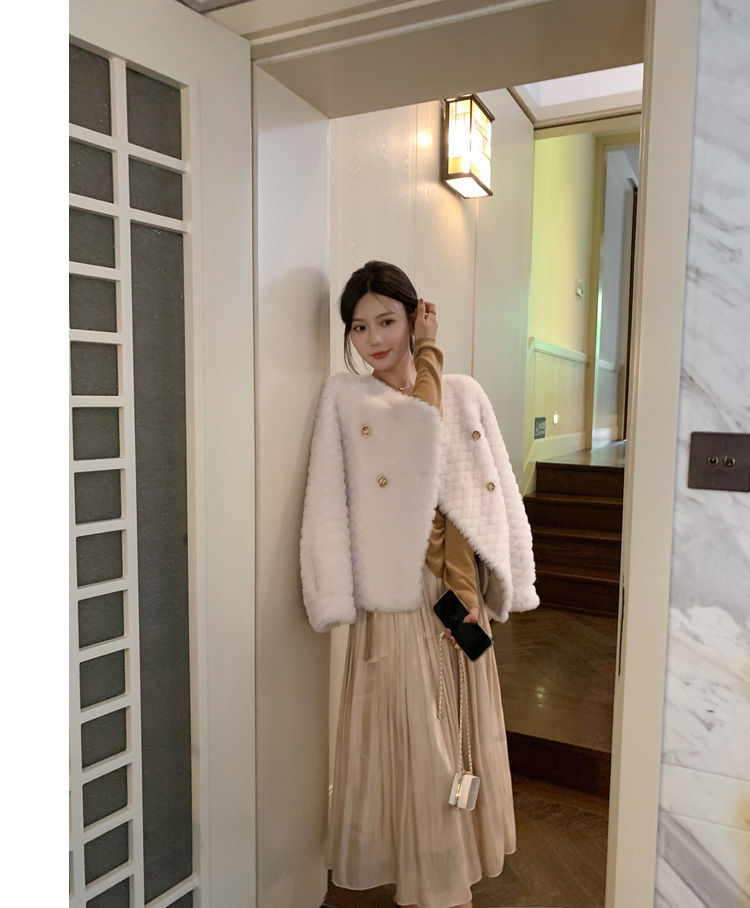 冬季新年羊羔毛皮草短款女网红羊剪绒布加迪全羊毛年轻短外套详情49