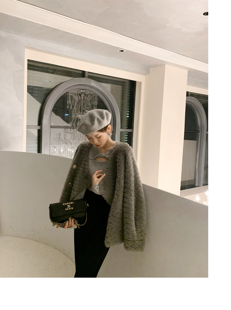 冬季新年羊羔毛皮草短款女网红羊剪绒布加迪全羊毛年轻短外套详情36