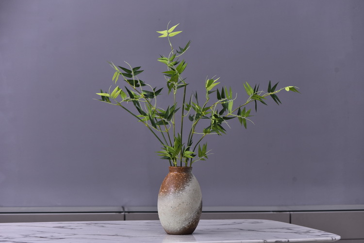 Factory direct sales of artificial bamboo leaves, new Chinese style Zen-like artificial leaves wholesale, 2-prong bamboo leaves, flower and leaf materials, green plants, Lanjin artificial plants pic 14