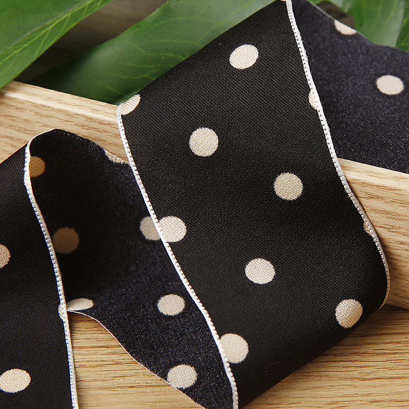 Single-sided polka dot printed polyester ribbon bow, DIY hair accessory material, shoe flower, straw hat, fresh flower dot woven ribbon pic 10