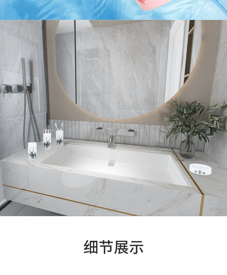 Simple printed bathroom and washbasin set, four-piece bathroom travel washbasin cup set, two-person home washbasin set pic 10