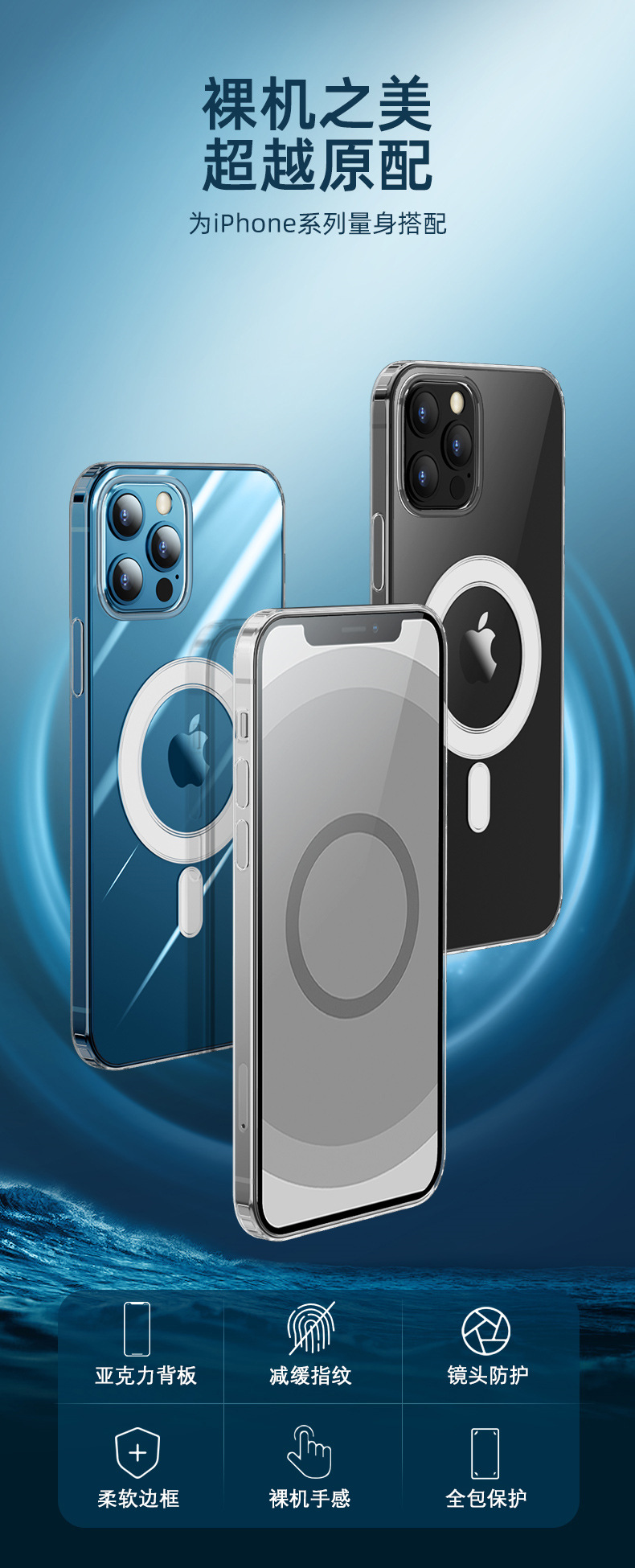 适用iPhone15pro苹果磁吸手机壳magsafe带动画14透明12全包亚克力详情2