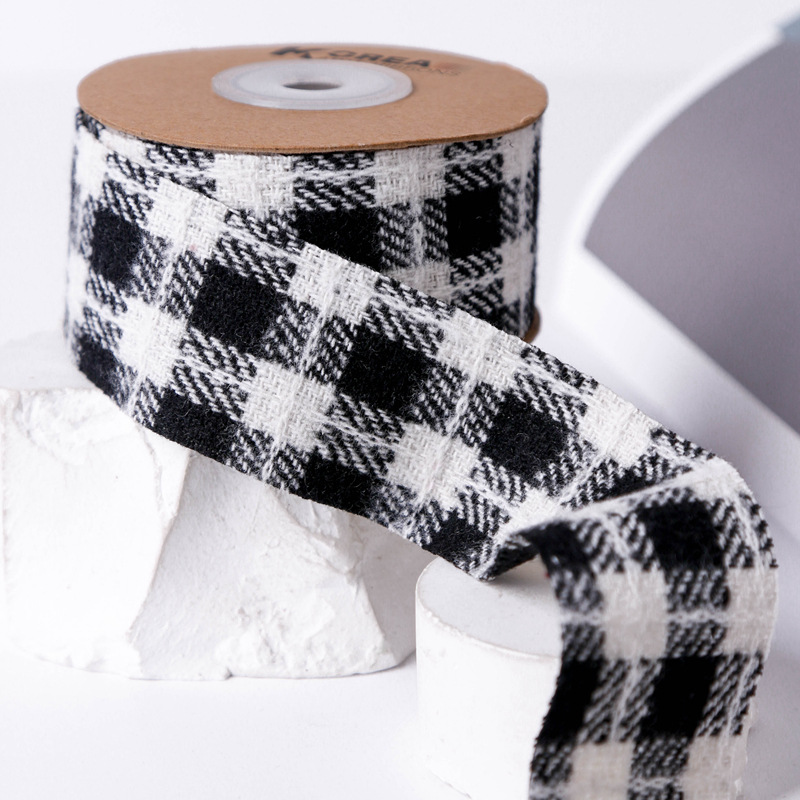 DIY cotton and linen color-blocked checkered webbing, bow tie hair accessories, hair bands, clothes, bow tie accessories, gifts, flower packaging pic 10