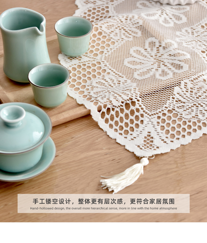 Factory supply: European-style modern, fashionable, elegant and creative warp knitted lace tablecloths, placemats, coffee table MATS, rectangular hotel and household tablecloths, table coverings pic 6