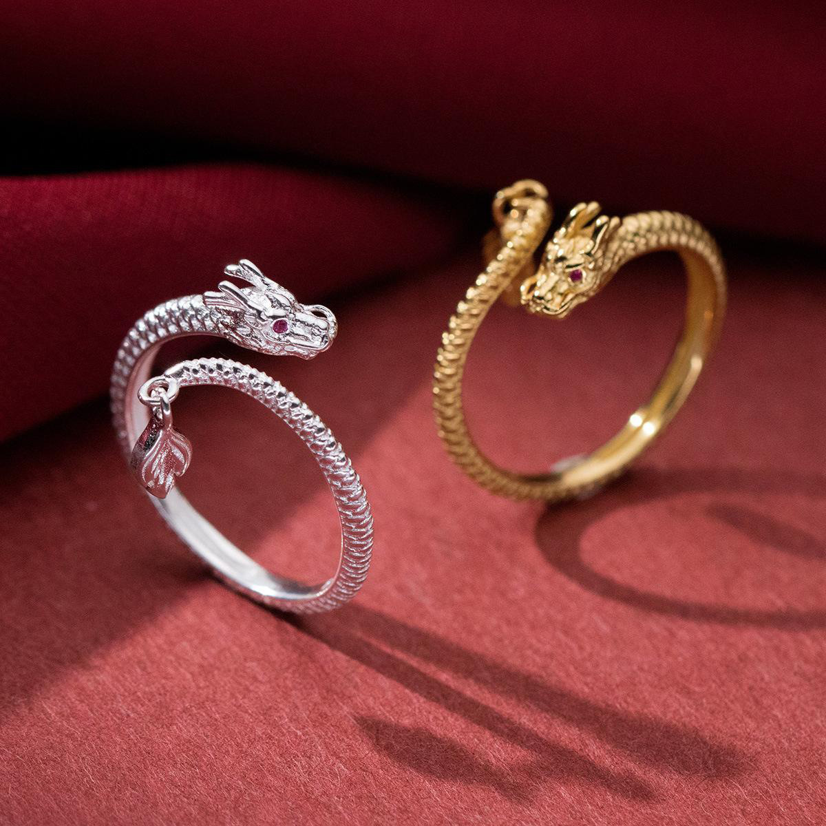 抖音直播货源批发新款神龙摆尾戒指本命年生肖龙情侣款对戒指环国潮商品详情1