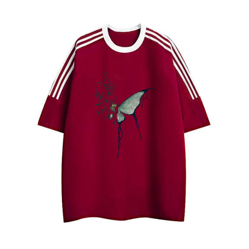 纯棉短袖t恤女2025新款爆款夏季设计感小众条纹美式宽松半袖上衣详情13