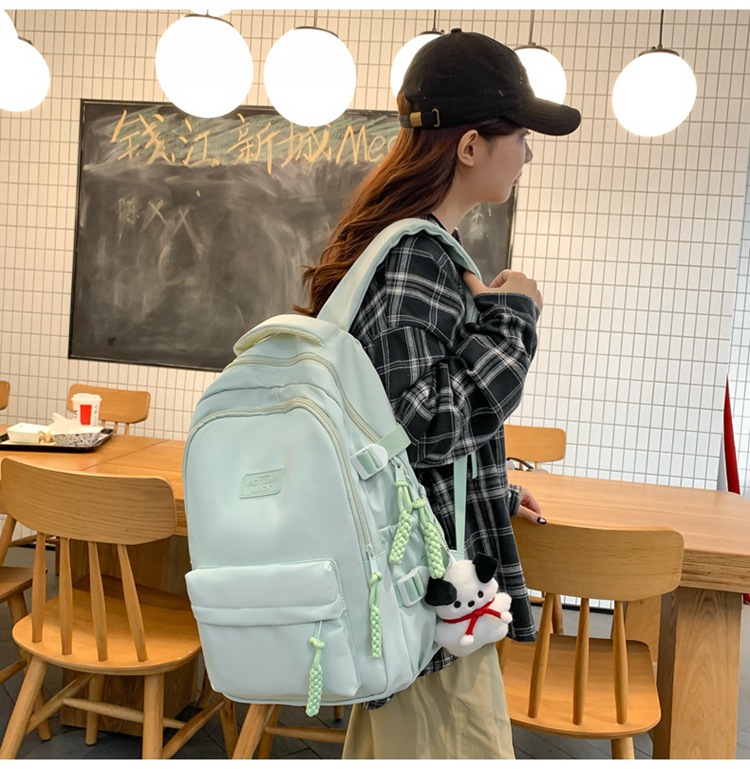 书包大容量高颜值初高中生新款双肩包大容量纯色简约防泼水背包详情14