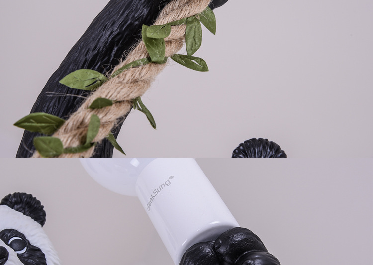 Nordic creative and personalized zoo decoration, hemp rope panda chandelier, bar, restaurant, homestay style wooden house, plant lamp pic 9