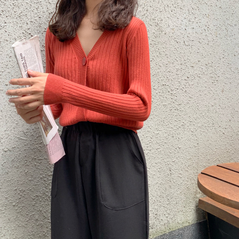 秋冬新款外穿内搭温柔风短款宽松V领毛衣外套针织衫开衫女装上衣详情9