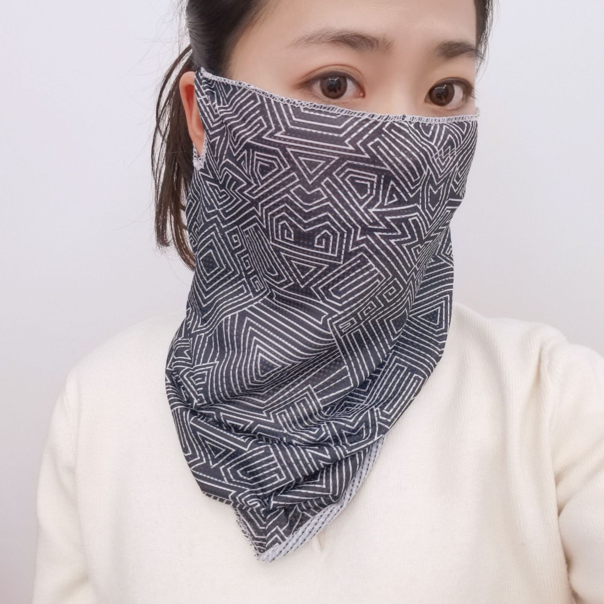 夏天防晒面罩女遮脸全脸护颈骑行防紫外线冰丝面罩防晒口罩遮脖子详情2
