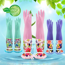 家务清洁厨房洗碗手套 可印刷图案洗衣服女防水塑胶胶皮橡胶手套详情20