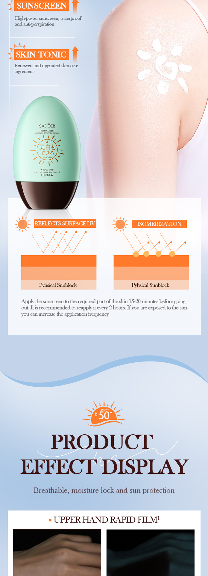 SADOER sunscreen, sunscreen cream and sunscreen lotion, all in English, cross-border export wholesale exclusively for foreign trade pic 21