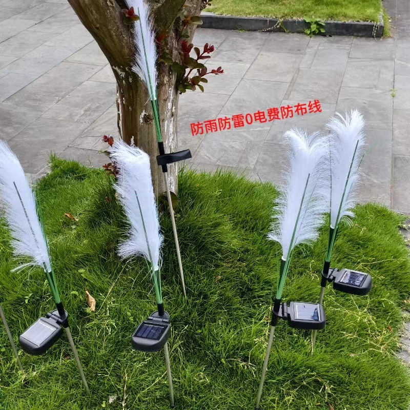 Cross-border outdoor solar optical fiber reed ground insertion simulation reed landscape courtyard decorative lights and reed lighting lights pic 10