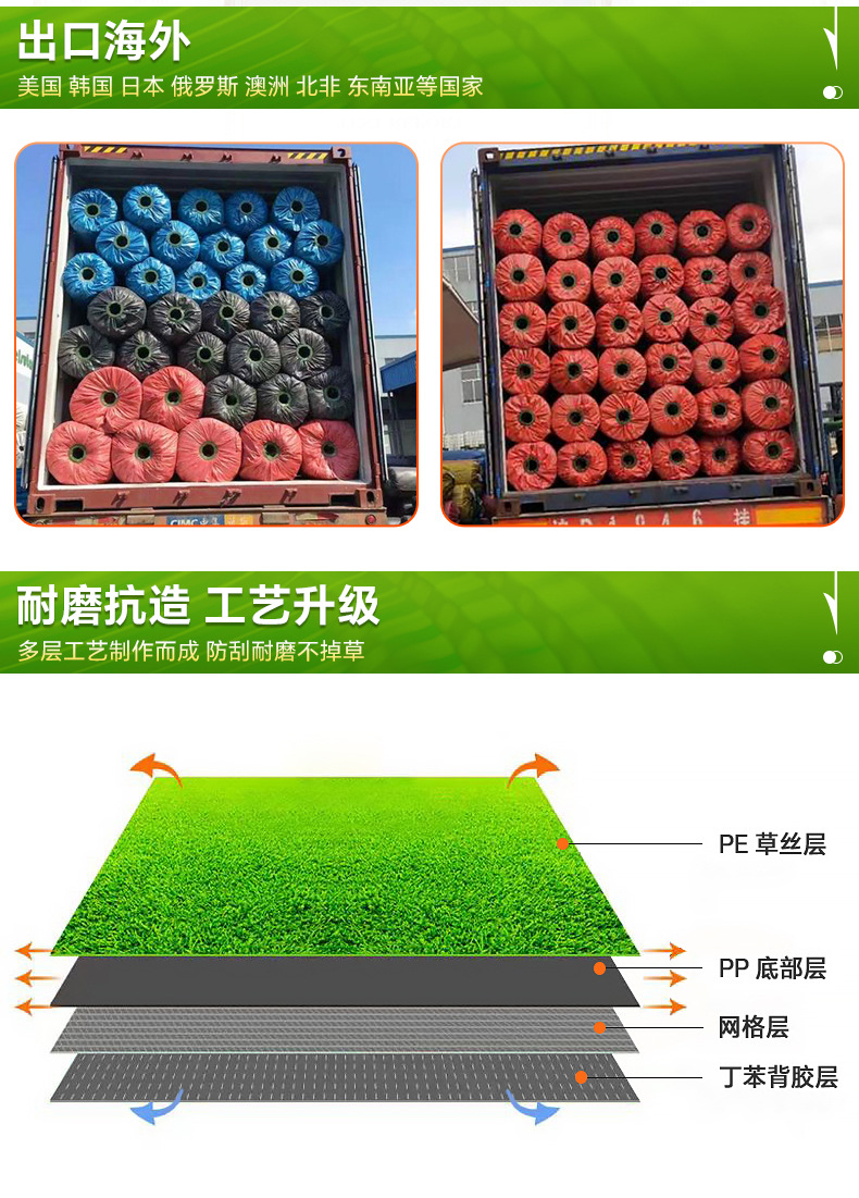 学校足球场人造草坪户外楼顶工程围挡绿草垫幼儿园仿真假草皮地毯详情4