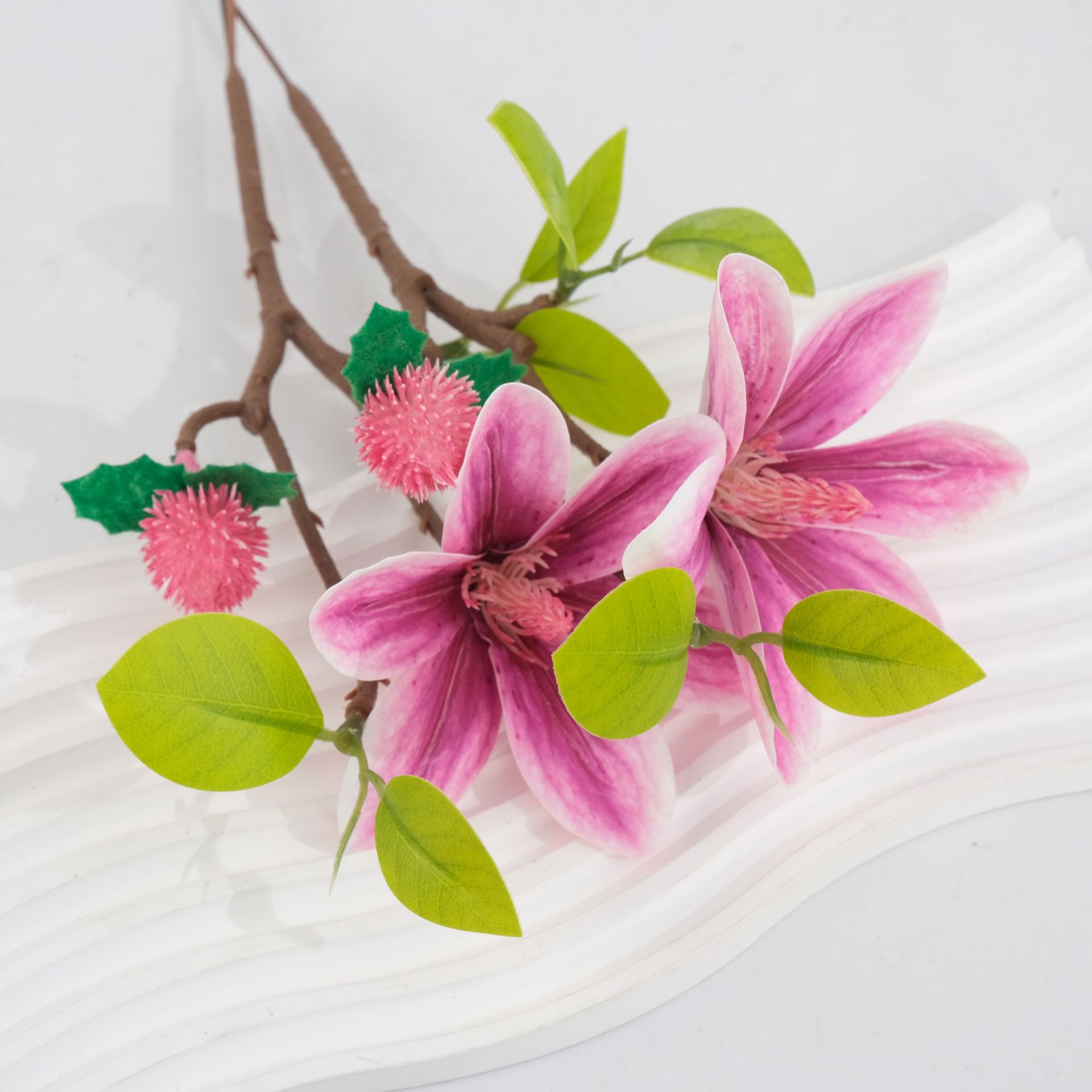 直销高档仿真花 绢花批发 玉兰花英雄花假花 客厅落地装饰花卉 美丽绽放不凋谢详情3