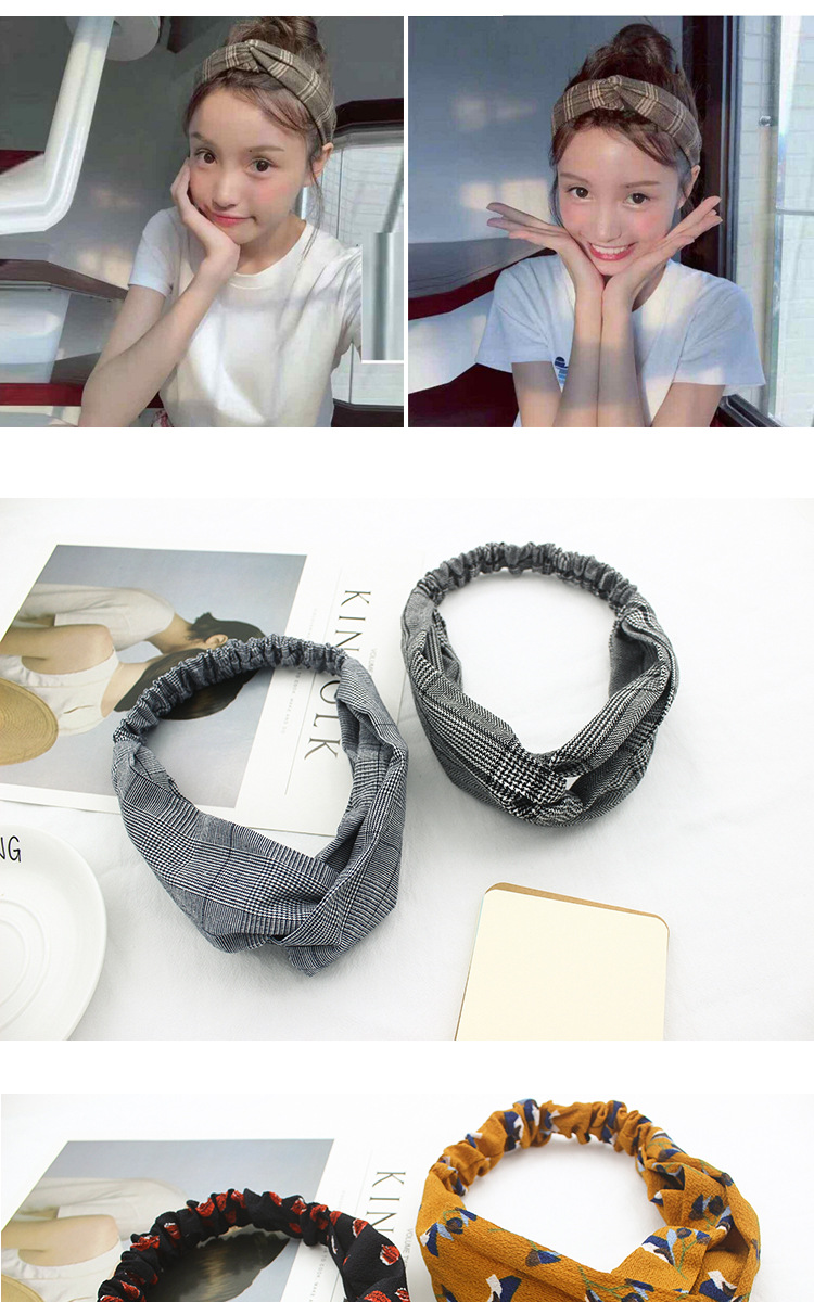 Wholesale of cross-shaped hair bands, Korean fresh and simple elastic facial cleansing hair ties, narrow-edge floral fabric hair bands pic 18
