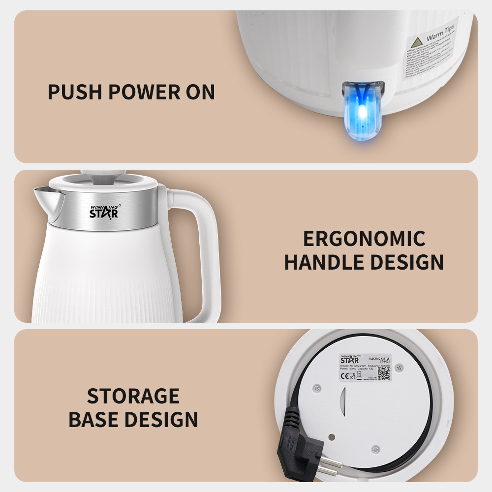 winning star Cross-border kettle Double-layer anti-scald Household 220V anti-dry-burning kettle and hot water kettle pic 4