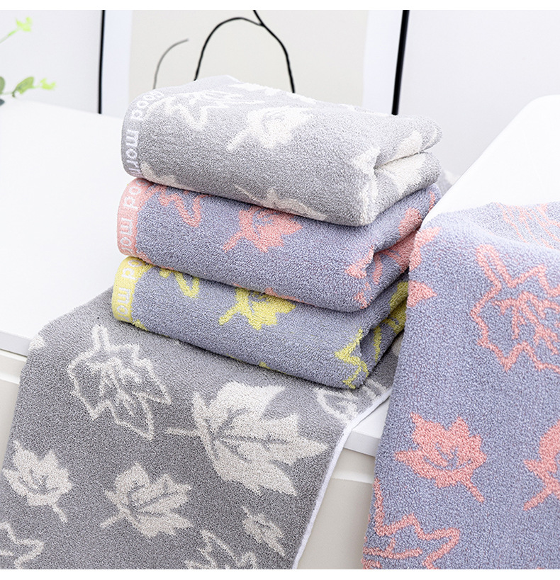 国潮厂家批发商超纯棉枫叶纯棉毛巾 家居日用色织提花全棉洗脸面巾外贸详情11