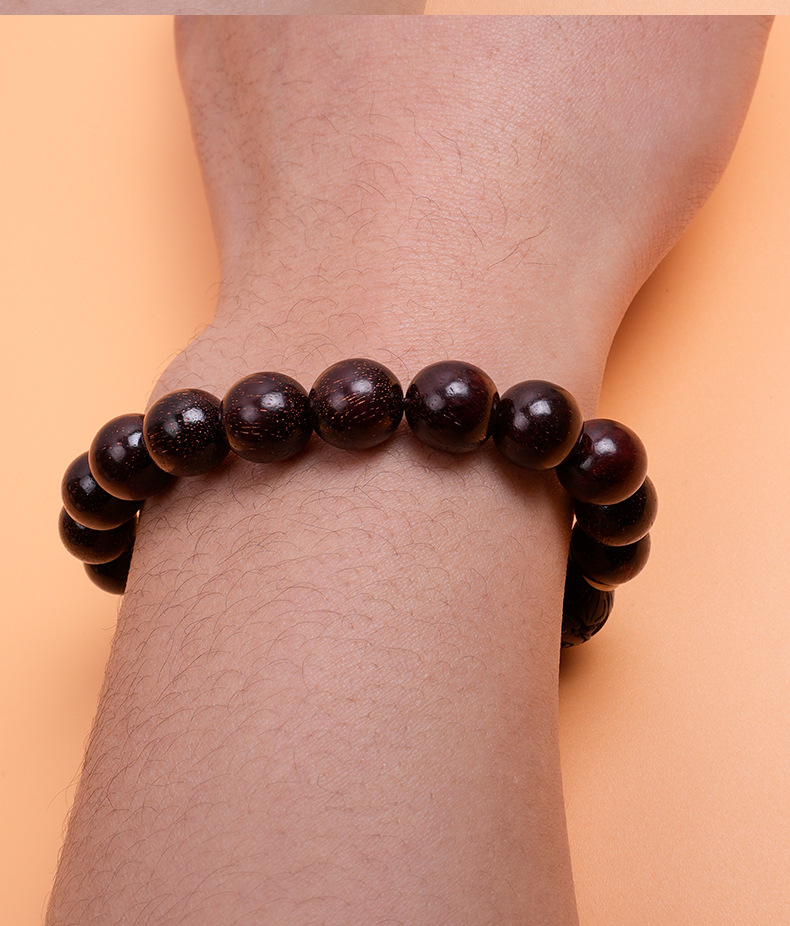 Classic small-leaf purple sandalwood bracelet, single circle 1.0cm, with carved PI Xiu, Jin Bao Buddhist prayer beads, prayer beads, cultural and artistic bracelet, string of beads pic 4