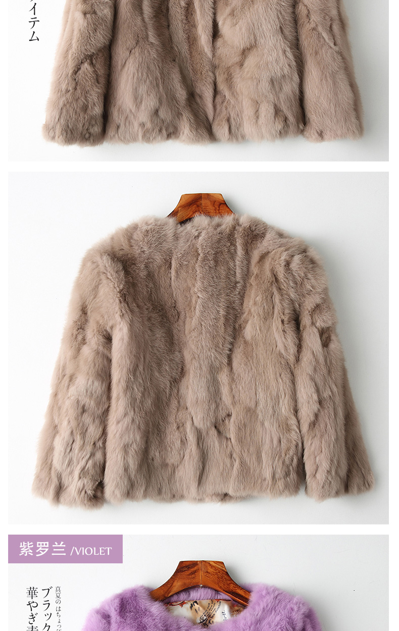 Export trade, one-piece consignment of real rabbit fur coats for women, short style, new Korean style, slimming fur wholesale pic 17