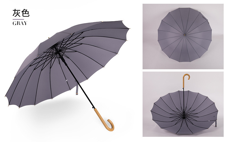 16-bone fiber bone-up fabric, plain and fresh wooden handle, photo landscape advertising umbrella in stock pic 6