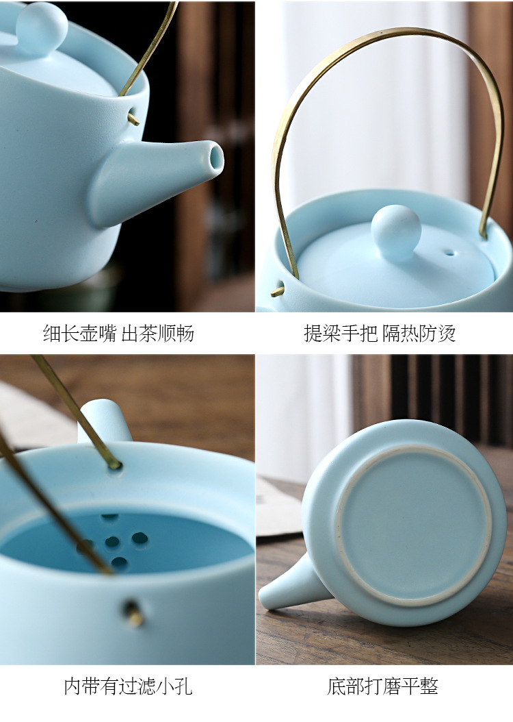Light luxury household simple color glaze Gongfu tea set, company event business gift, factory direct supply, logo printable pic 7