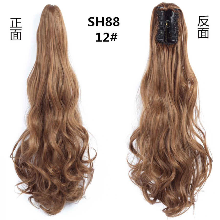 European and American style claw clip long curly hair, tiger mouth claw clip ponytail simulation wig, fluffy and natural ponytail pic 13