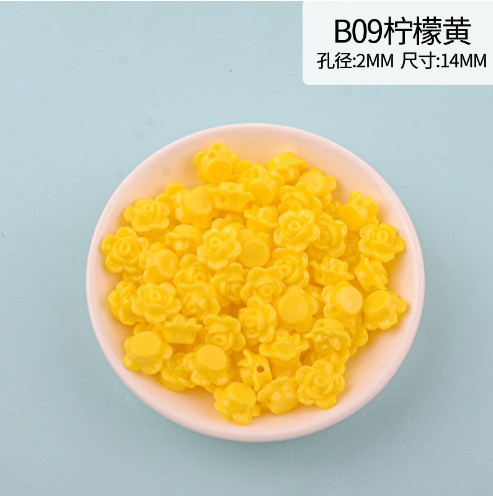 New macaron-colored camellia beads perforated solid rose loose beads diy beading material resin accessories pic 7