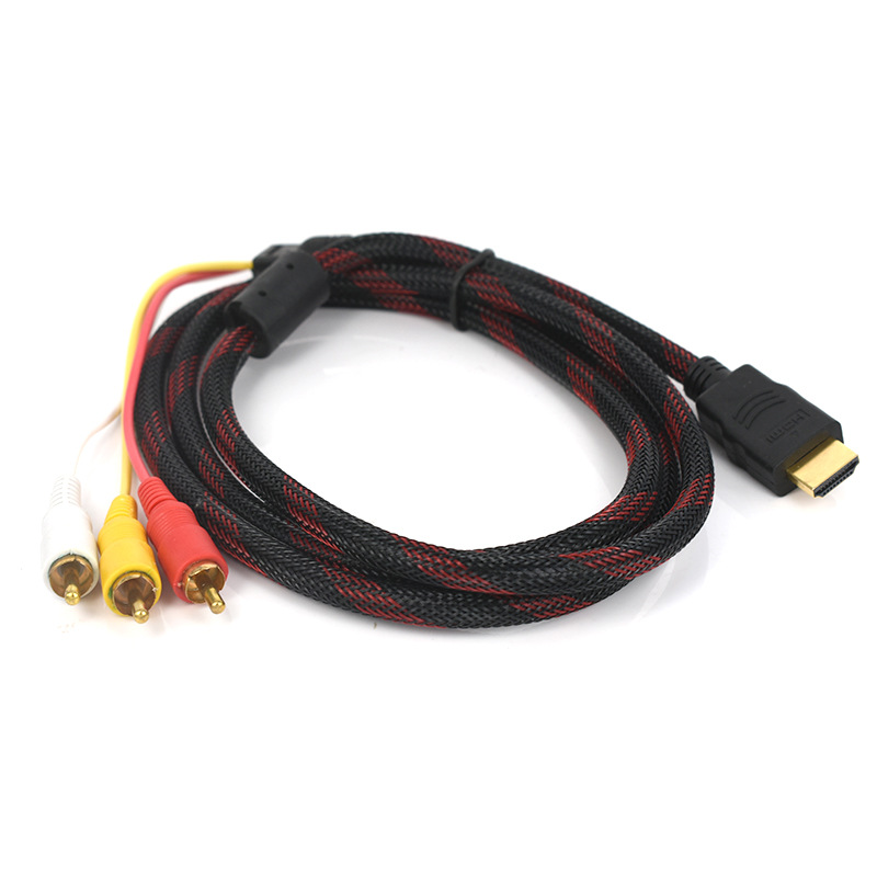 HDMI转3RCA红白黄色差线 HDMI转AV 电视机机顶盒连接线镀金1.5米高清连接线详情1