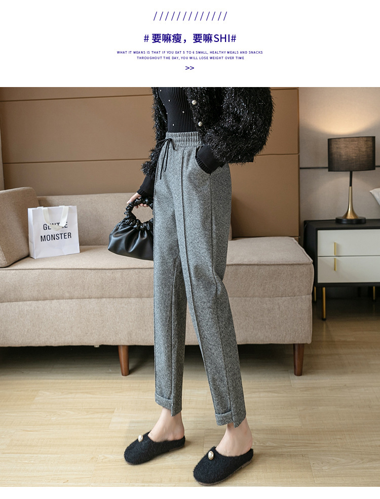 New casual pants for autumn and winter: thickened tweed pants, high-waisted radish pants, loose skinny pants, versatile cigarette tube pants pic 15