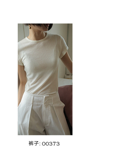 Simple and comfortable, zero-pressure, skin-friendly Tencel wool drape T-shirt, round-neck slim short-sleeved top 00113 pic 17