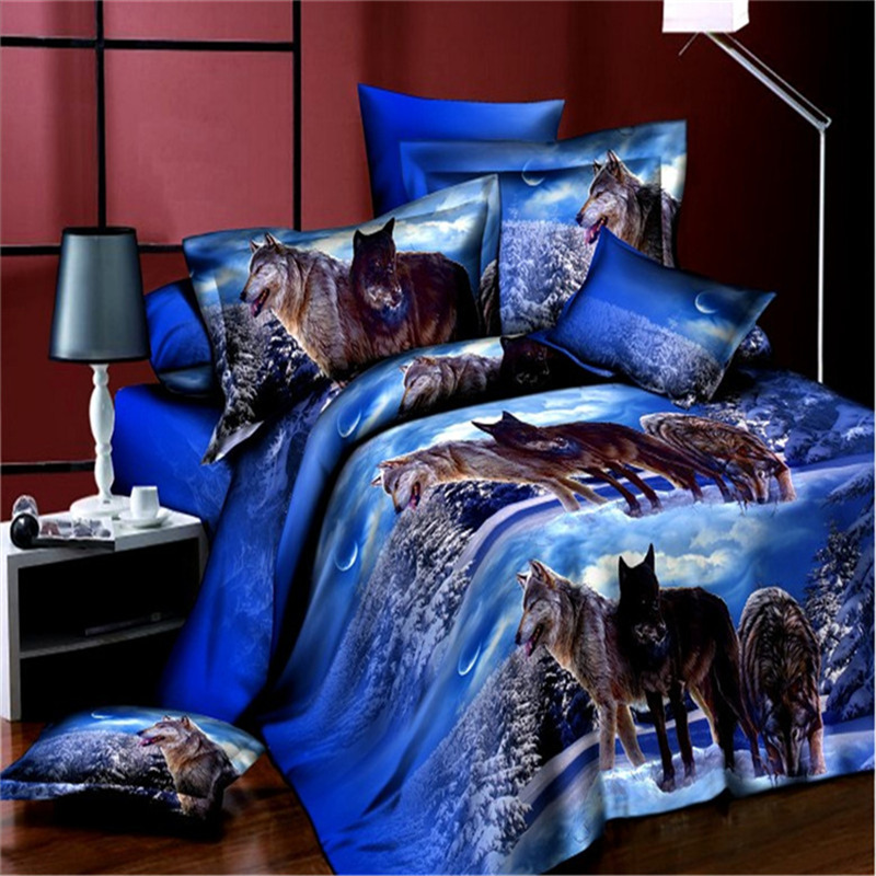 Wholesale of 3D four-piece sets of printed bedding for export with active brushed large patterns pic 52