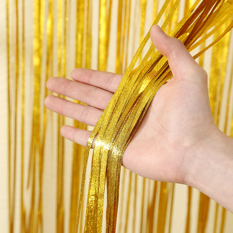 跨境高亮闪光1*2M雨丝帘创意儿童生日派对装饰道具墙面布置彩带详情16