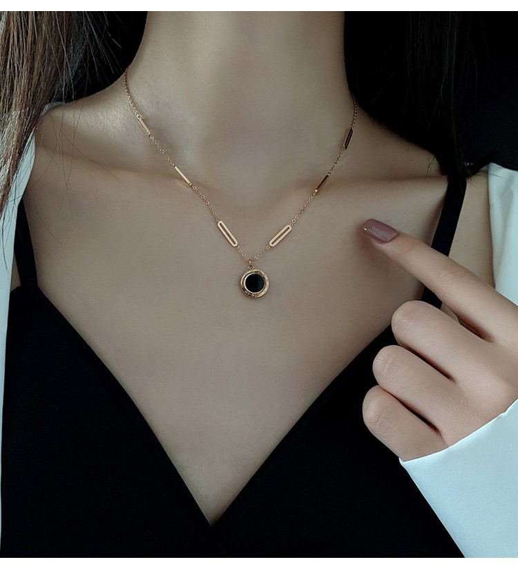 罗马项链女小众轻奢高级感18k金锁骨毛衣钛钢不掉色饰品礼物批发详情10