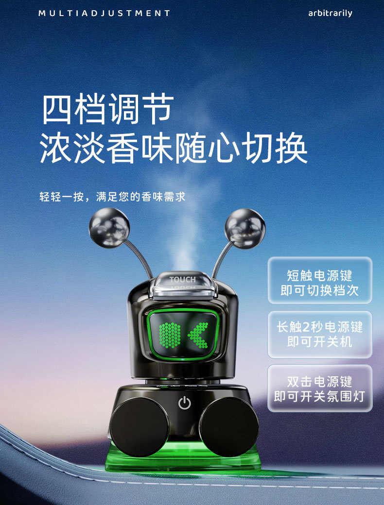 车载香熏手机机器人摆件自动感应智能香水持久喷雾自动除异味香氛详情10