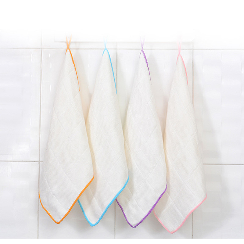 Wholesale household kitchen dishcloths that do not stick to oil and are easy to clean, with thickened strands, gauze, and wood fiber for washing dishes pic 2