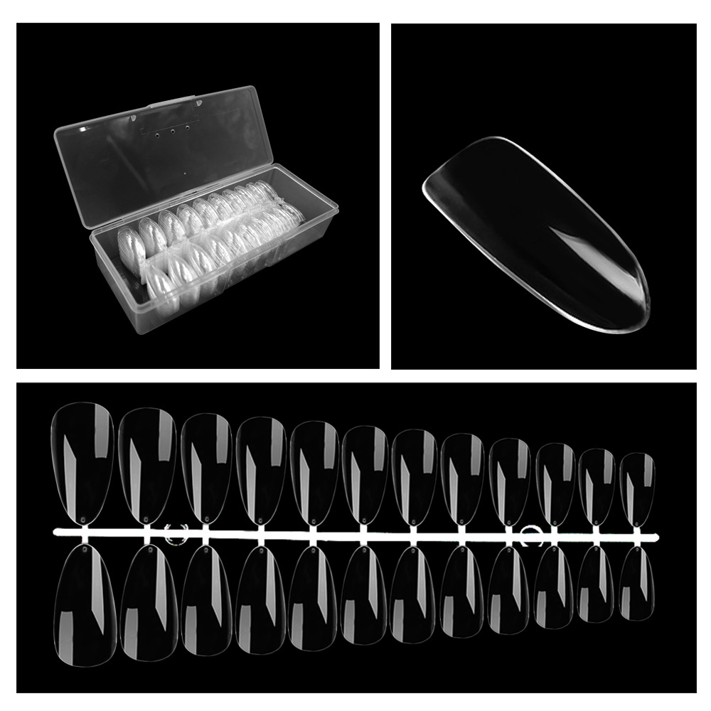Thin, seamless nail sheets, high-transparency folded, seamless false nails, pointed ballet nails, almond nails, European and American style pic 30