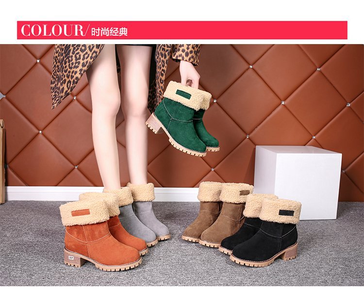 2024冬季新款绒面厚底粗跟中筒靴43码保暖棉鞋圆头大码外贸女靴子详情4