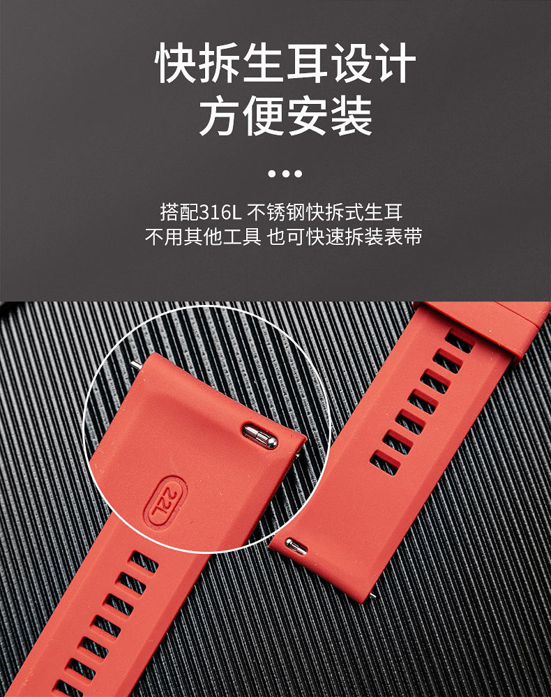 适用于华为GT2手表GT3表带Watch3表带2Pro智能GT快拆生耳20MM22MM详情4