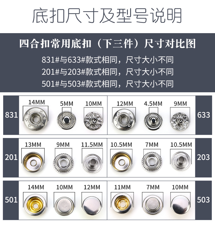 Wholesale of four-piece buckles, metal concealed buckles, colored spray-painted buttons, flat snap buttons, and small chanel-style coat buttons in stock from the manufacturer pic 16