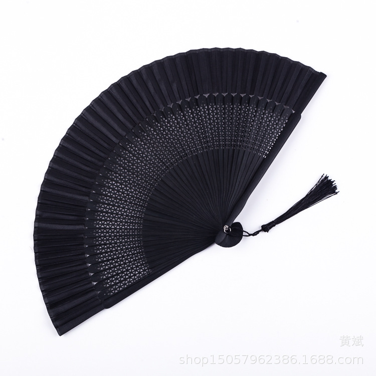 烤漆黑色红色扇子折扇中国风女式古风古典舞蹈扇工艺扇亚马逊扇详情14