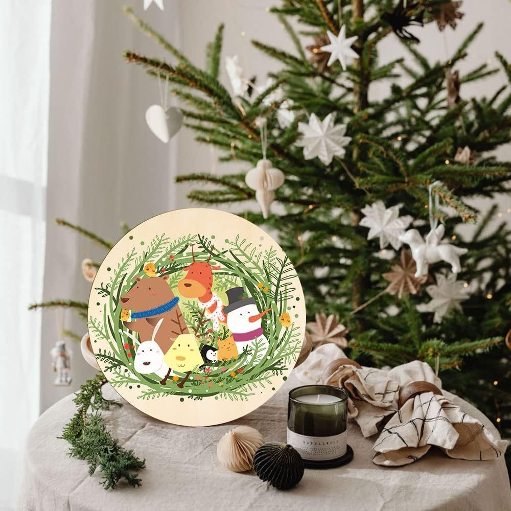 30cm打孔圆形门牌挂牌木制空白圆木片工艺品DIY木质圣诞节日装饰详情21