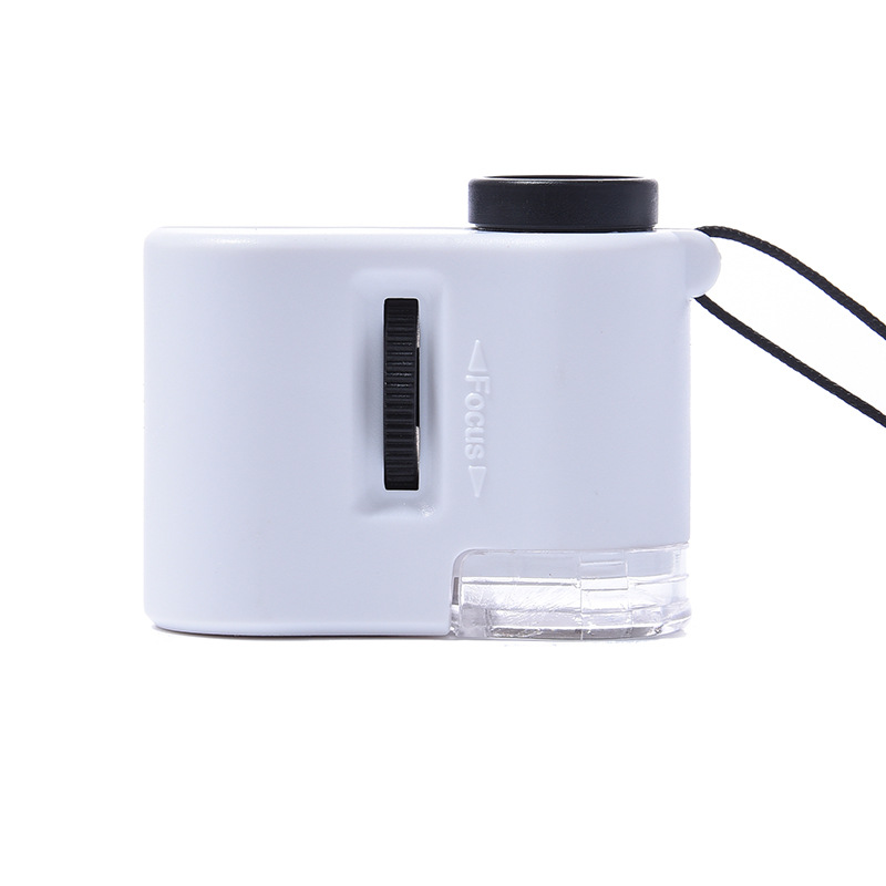 9595 White microscope for antique, jade and jewelry identification and testing, 60x magnifying glass with LED light source for banknote inspection pic 9