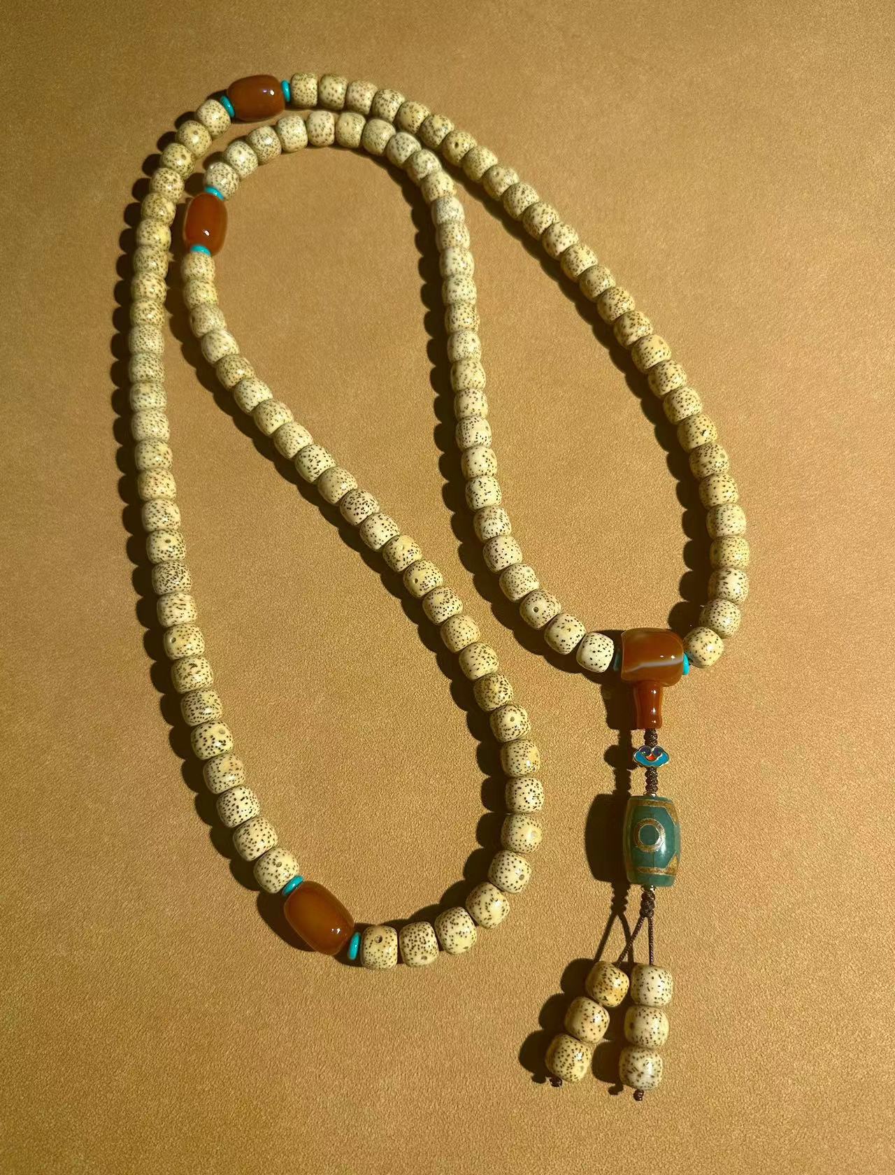 原生态星月菩提佛珠手串 星月菩提108颗佛珠海南黄金籽菩提念珠多圈手串玛瑙天珠文玩批发详情14