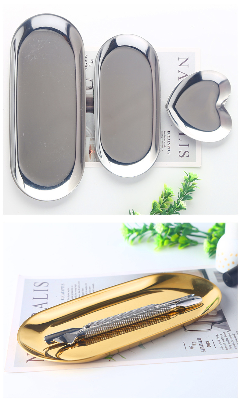 Oval-shaped heart-shaped stainless steel storage tray, color palette, storage box, jewelry storage, metal tray shanilak pic 12